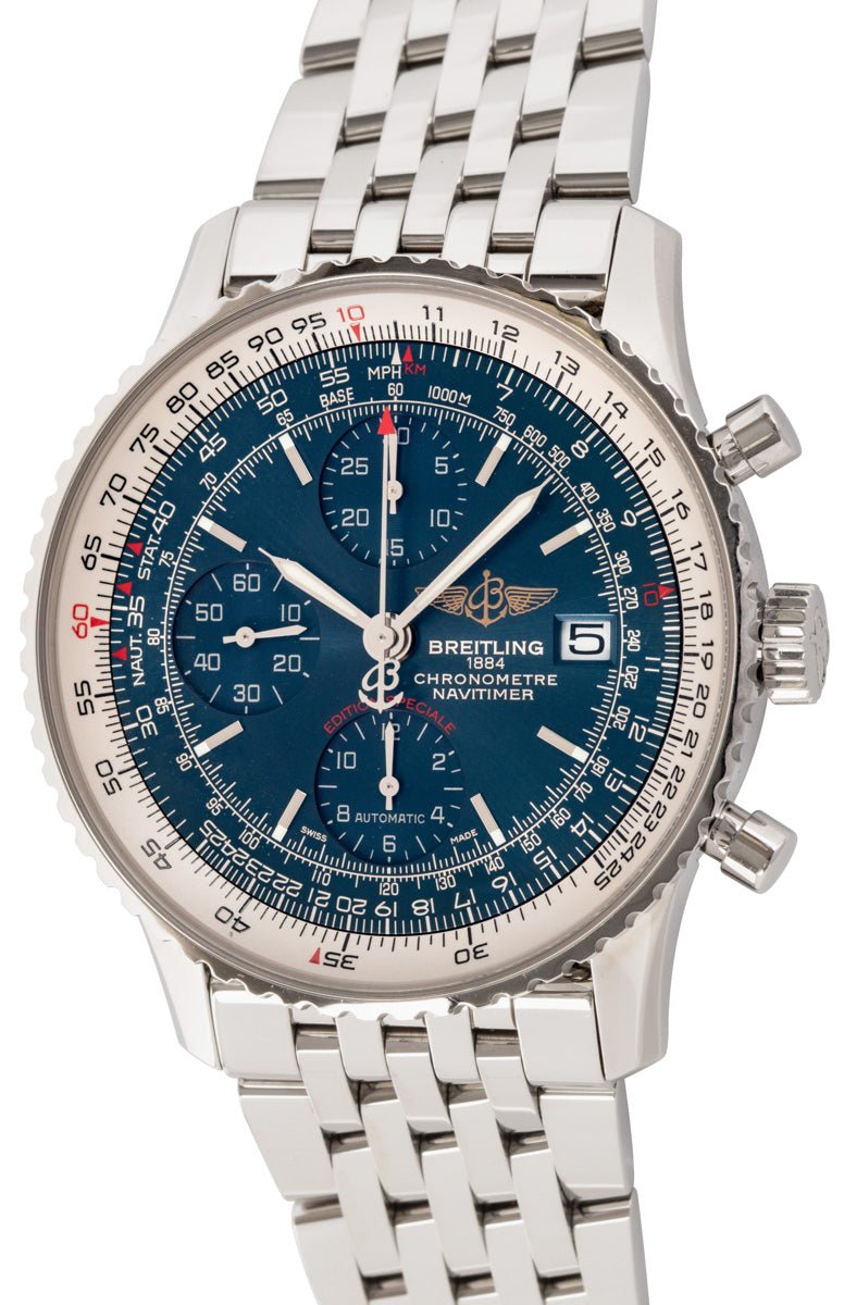 Breitling Navitimer Heritage Special Edition Blue Dial Silver Steel Strap Mens Watch - A1332412/C942