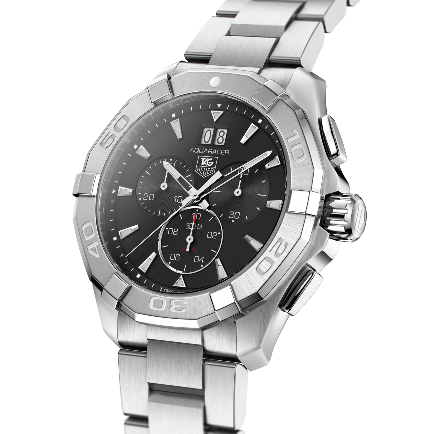 Tag Heuer Aquaracer Chronograph Black Dial Silver Steel Strap Watch for Men - CAY1110.BA0927