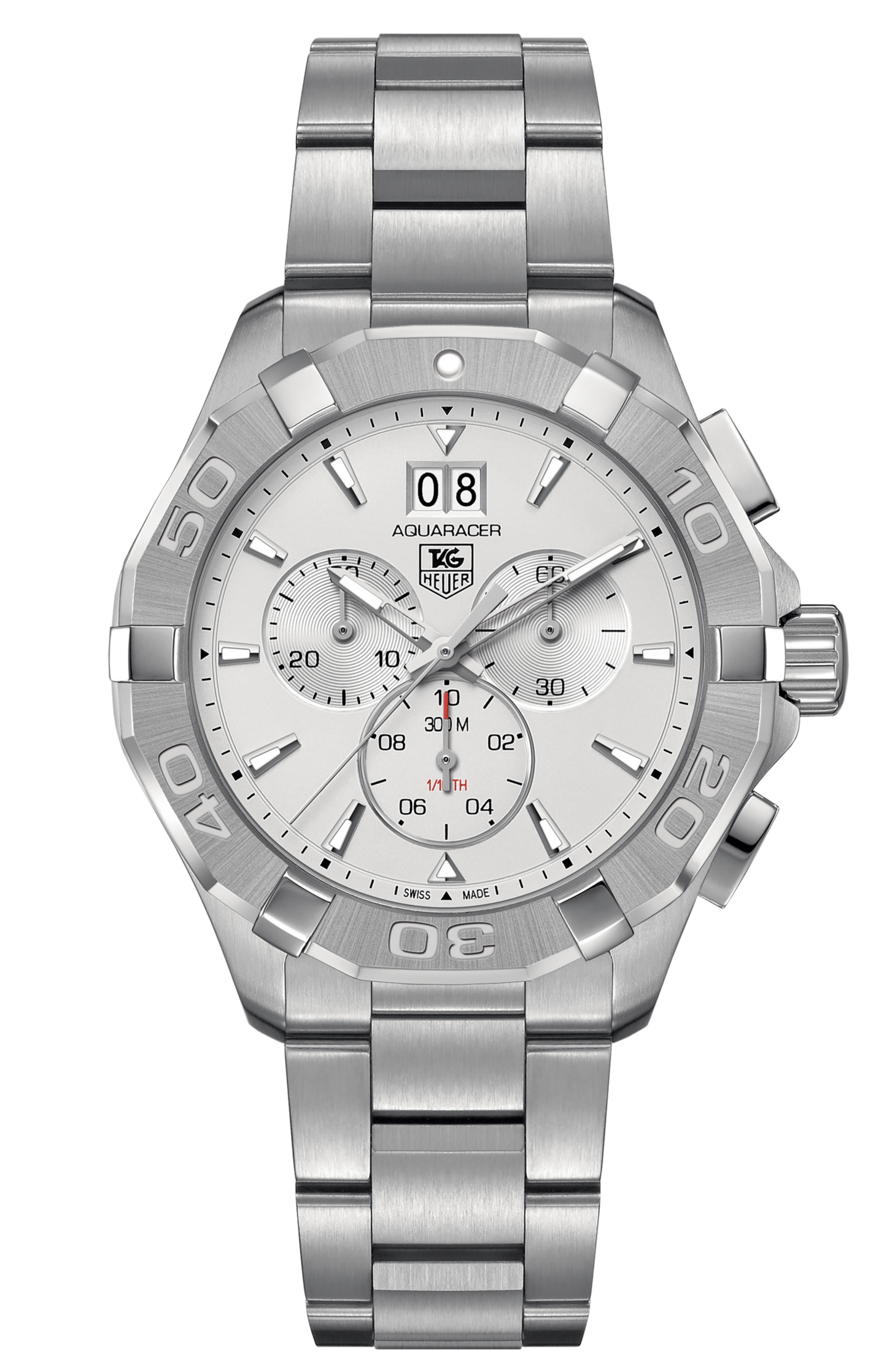 Tag Heuer Aquaracer White Dial Silver Steel Strap Watch for Men - CAY1111.BA0927