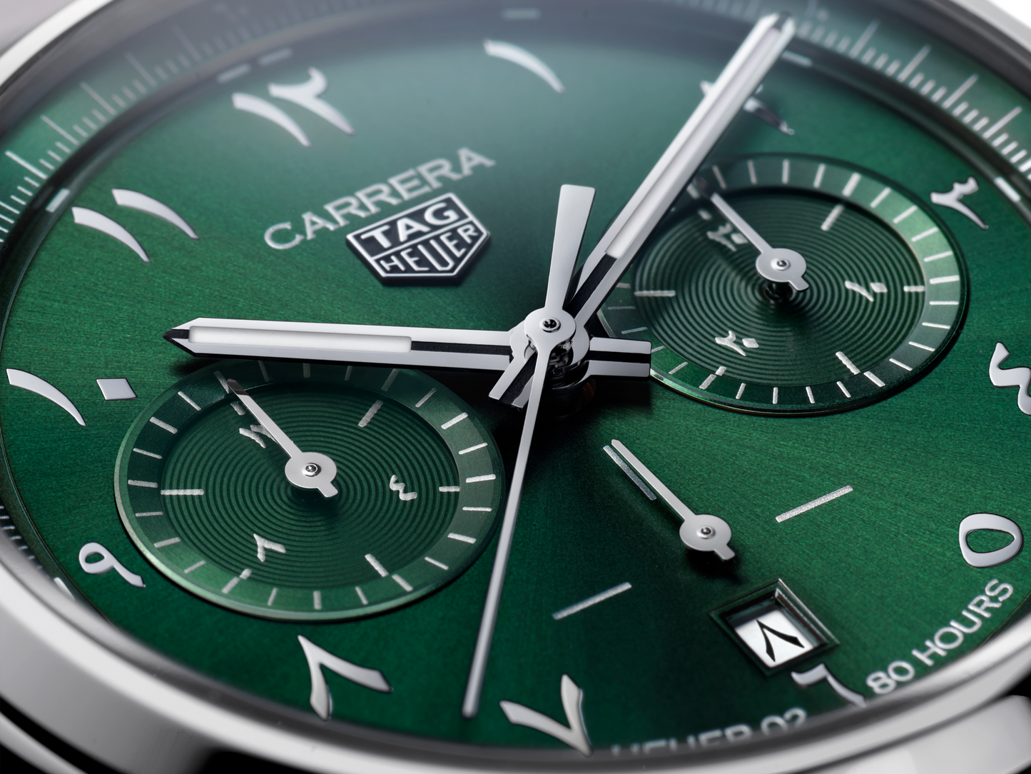 Tag Heuer Carrera Automatic Chronograph Limited Edition Green Dial Silver Steel Strap Watch for Men - CBN2014.EB0240