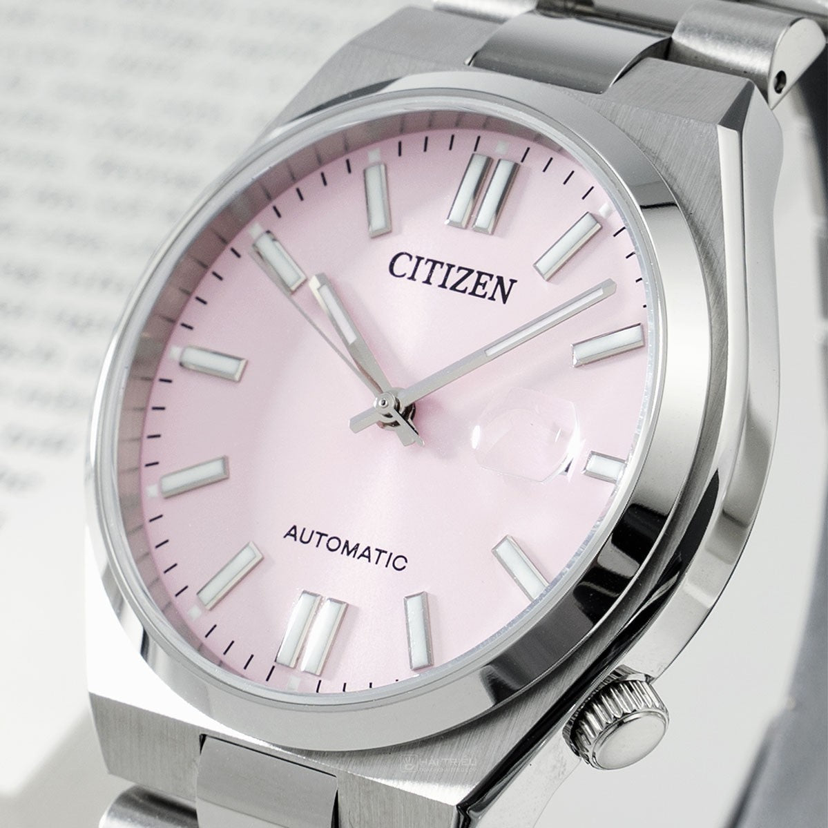 Citizen x Pantone Automatic Dreamy Pink Dial Silver Steel Strap Watch For Men - NJ0158-89X