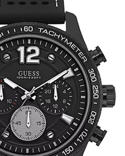 Guess Fleet Chronograph Black Dial Black Rubber Strap Watch for Men - W0971G1