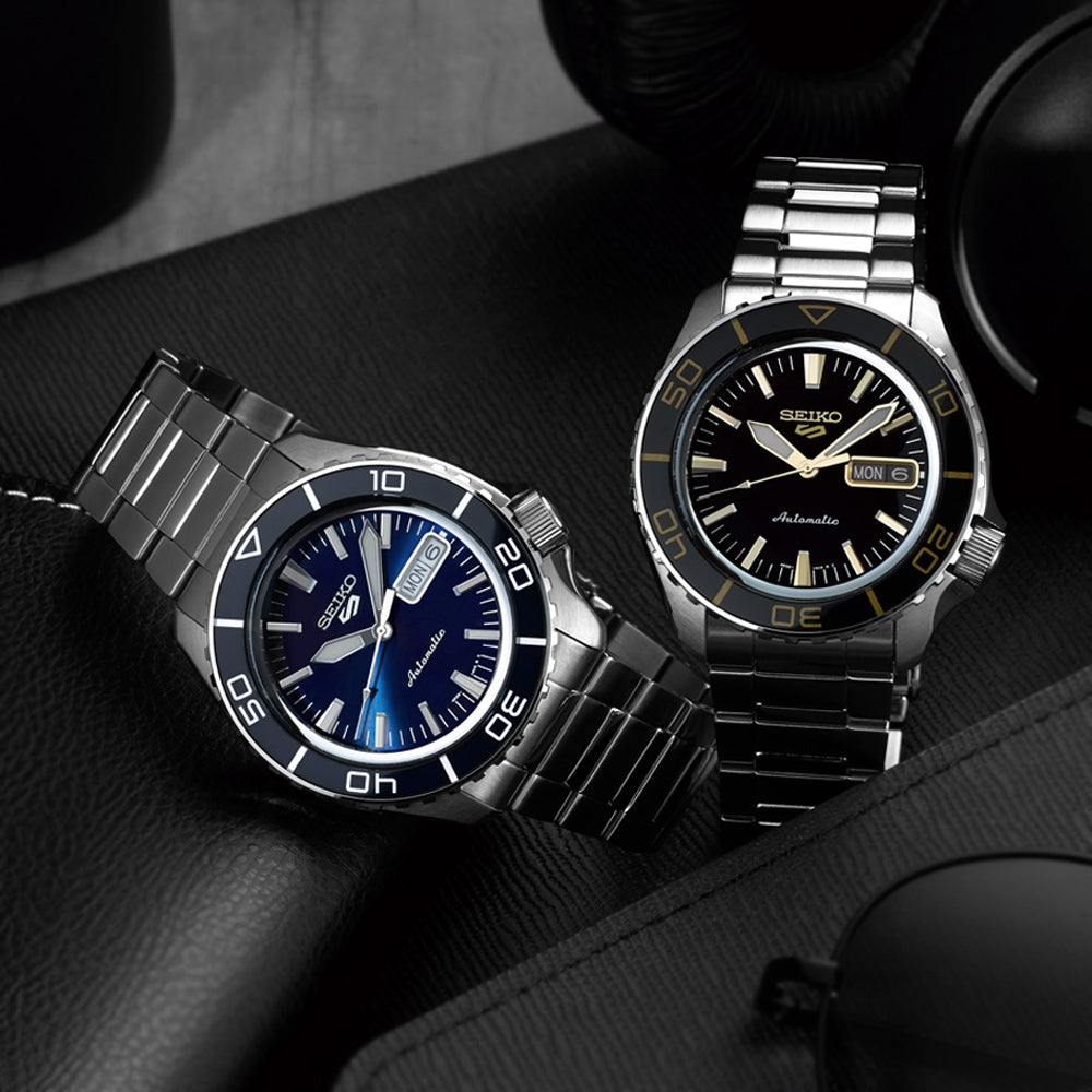 Seiko 5 Sports Automatic Blue Dial Silver Steel Strap Watch for Men - SRPK97K1