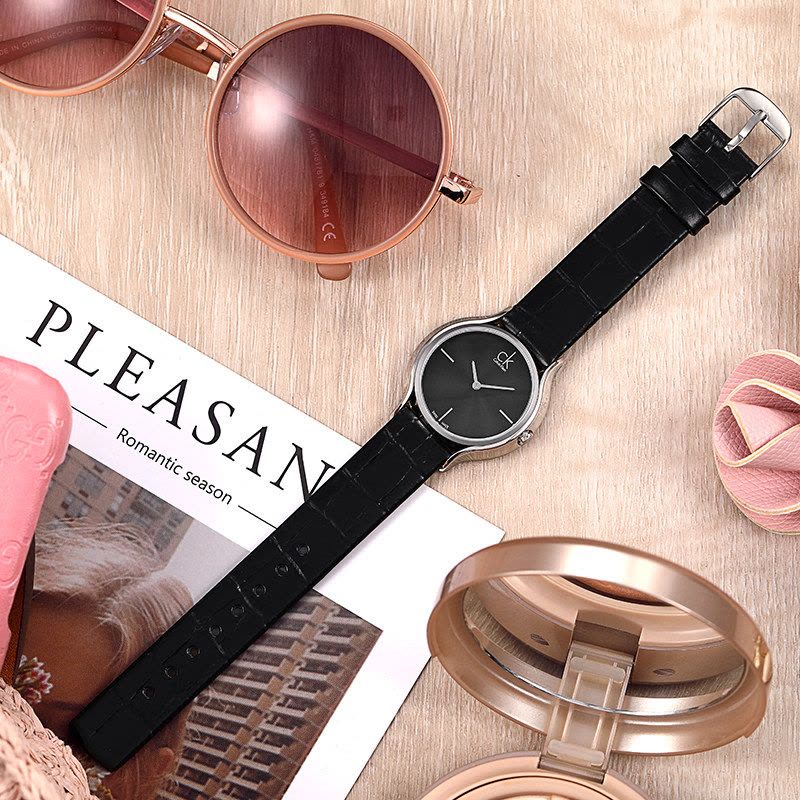 Calvin Klein Skirt Black Dial Black Leather Strap Watch for Women - K2U231C1
