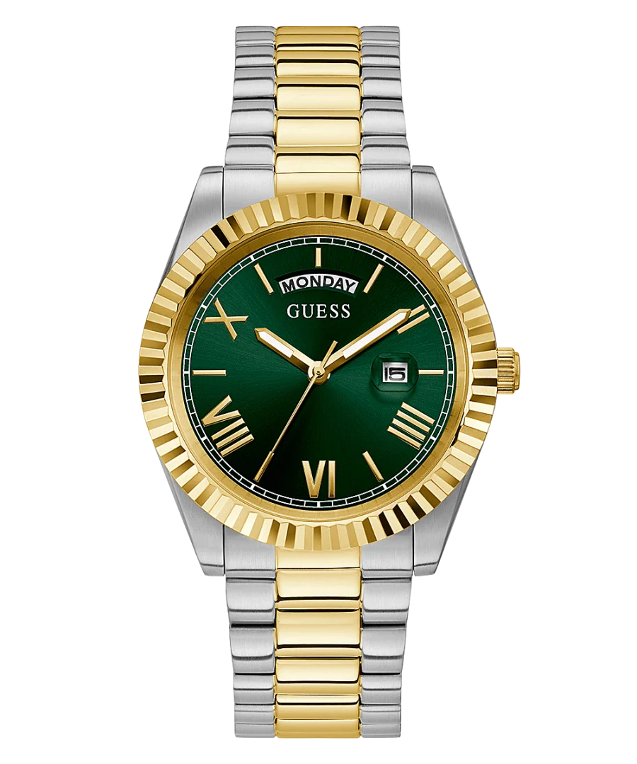 Guess Connoisseur Green Dial Two Tone Steel Strap Watch for Men - GW0265G8