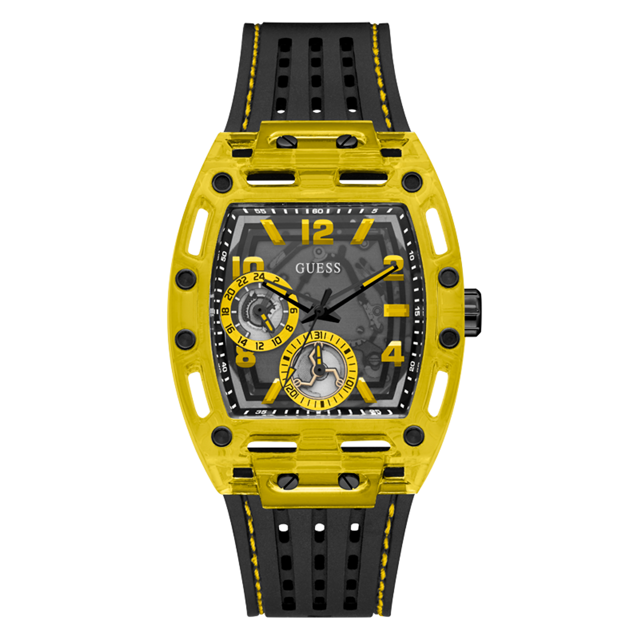 Guess Phoenix Chronograph Black Dial Black Rubber Strap Watch for Men - GW0499G2