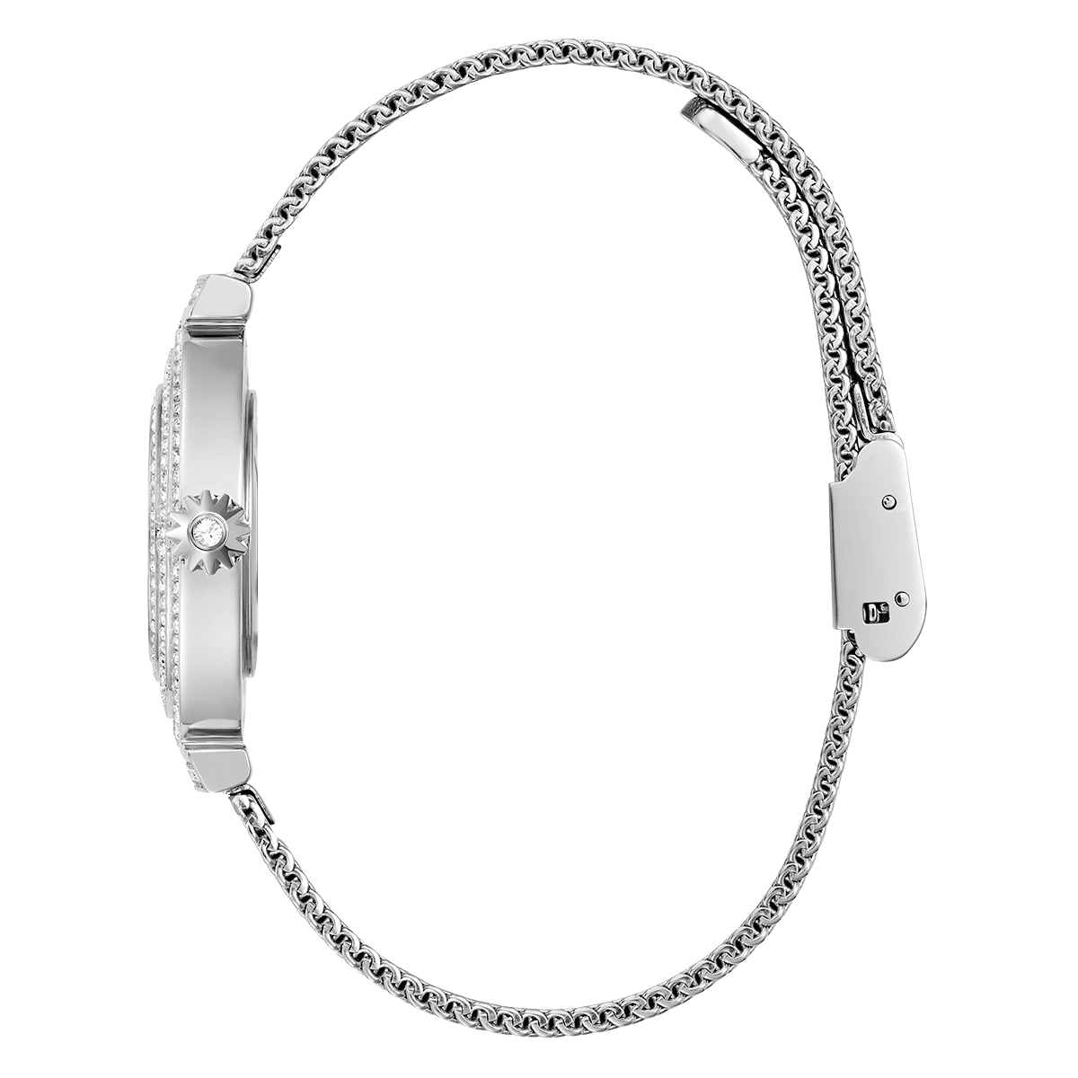 Guess Dream Crystals Silver Dial Silver Mesh Strap Watch For Women - GW0550L1