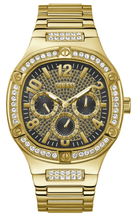 Guess Duke Glitz Crystals Gold Dial Gold Steel Strap Watch For Men - GW0576G2