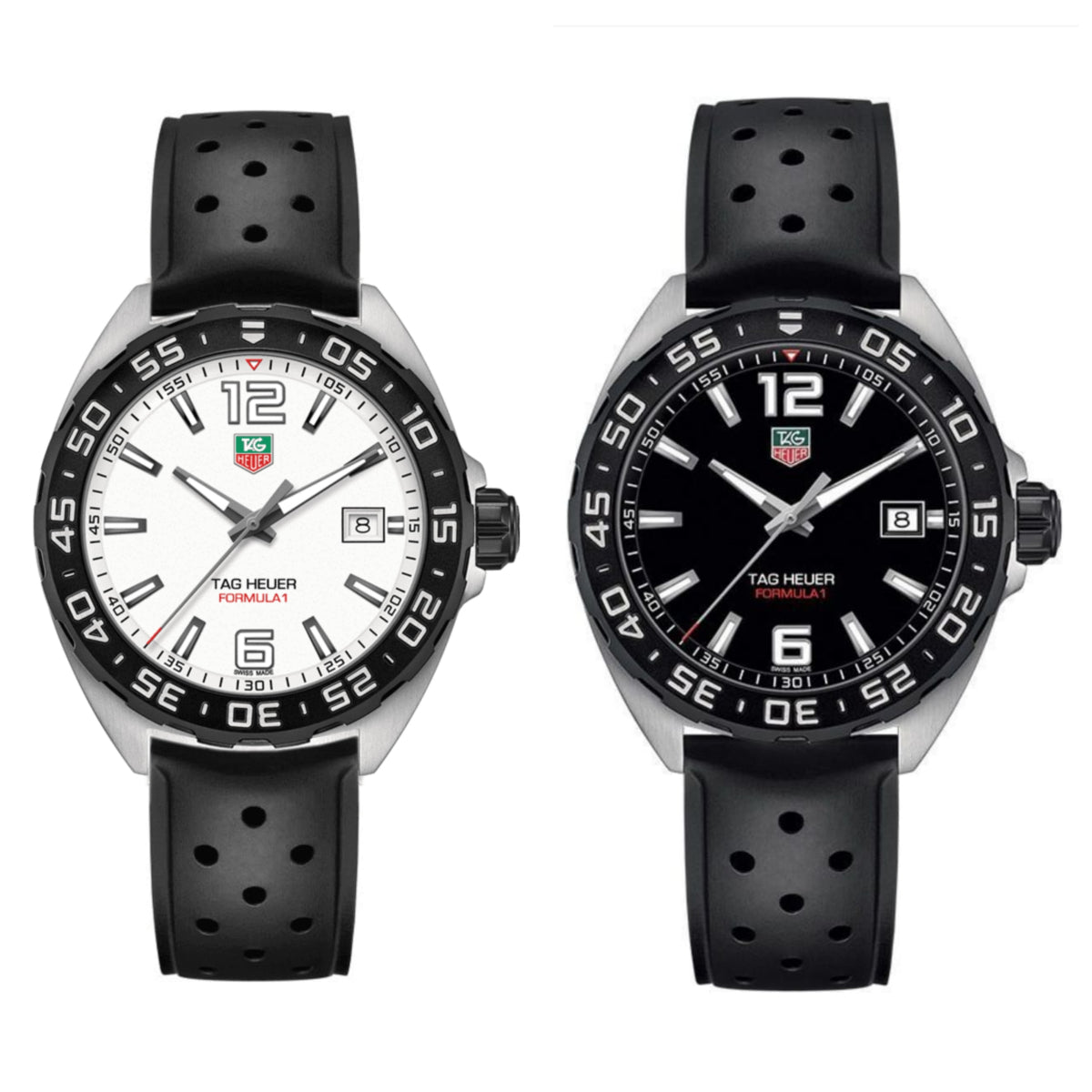 Tag Heuer Formula 1 Quartz White Dial Black Rubber Strap Watch for Men - WAZ1111.FT8023
