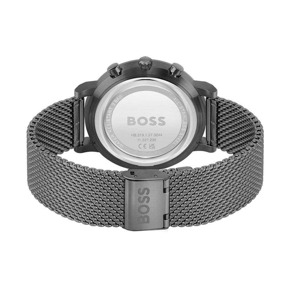 Hugo Boss Skymaster Chronograph Grey Dial Grey Mesh Bracelet Watch for Men - 1513934