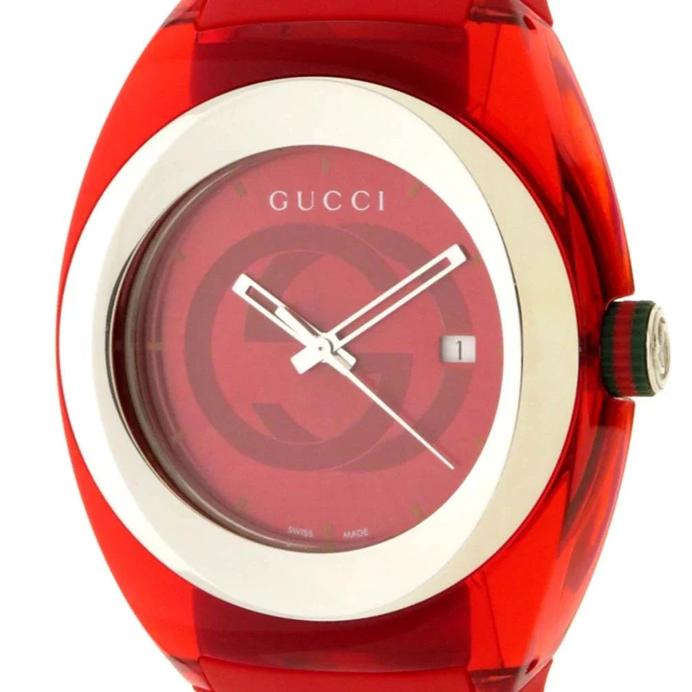 Gucci Sync XXL Quartz Red Dial Red Rubber Strap Unisex Watch - YA137103