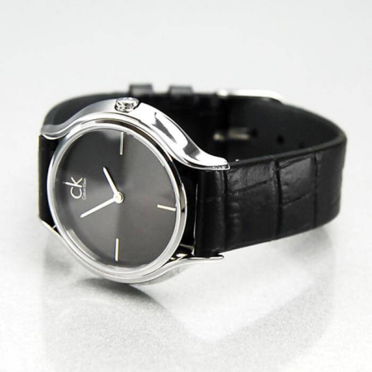 Calvin Klein Skirt Black Dial Black Leather Strap Watch for Women - K2U231C1