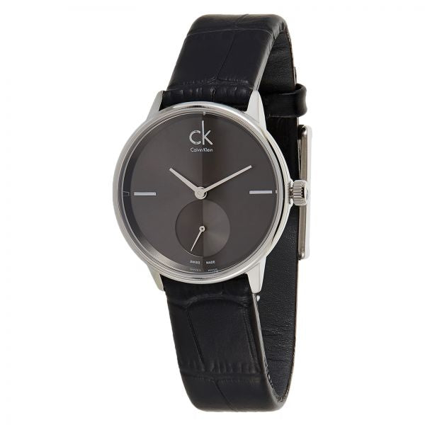 Calvin Klein Skirt Black Dial Black Leather Strap Watch for Women - K2U231C1