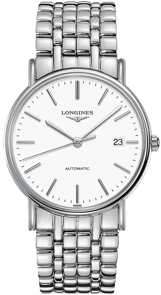 Longines Presence Automatic White Dial Silver Steel Strap Watch for Men - L4.921.4.12.6