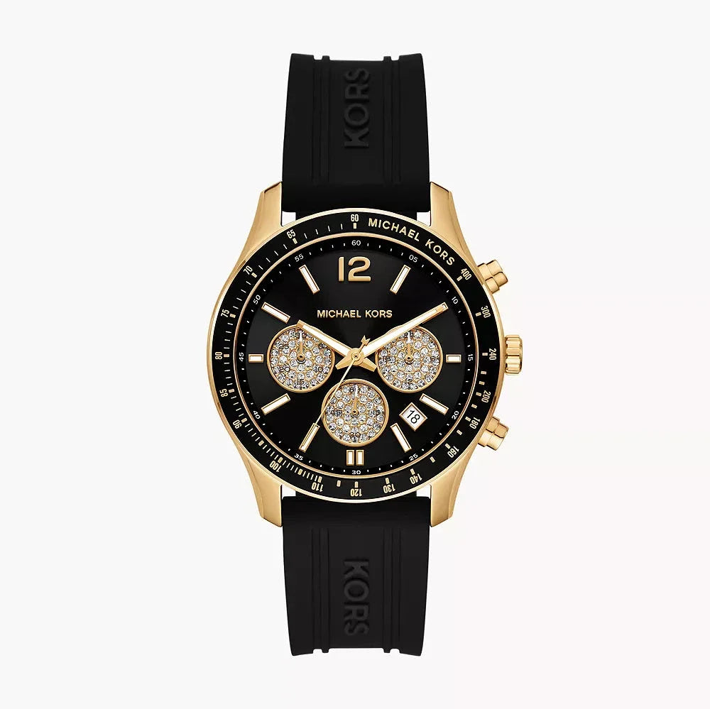 Michael Kors Berkley Chronograph Black Dial Black Rubber Strap Watch for Men - MKO1038