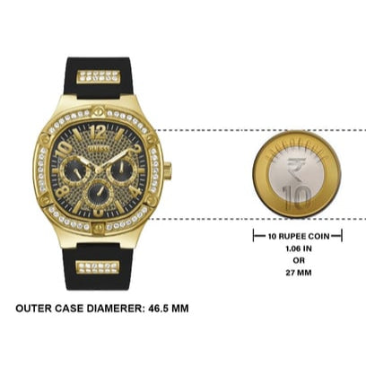 Guess Duke Crystals Black Dial Black Silicone Strap Watch For Men - GW0641G2