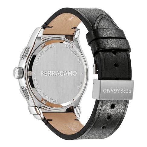 Salvatore Ferragamo 1927 Chrono Analog Black Dial Black Leather Strap Watch for Men - SFKZ00123