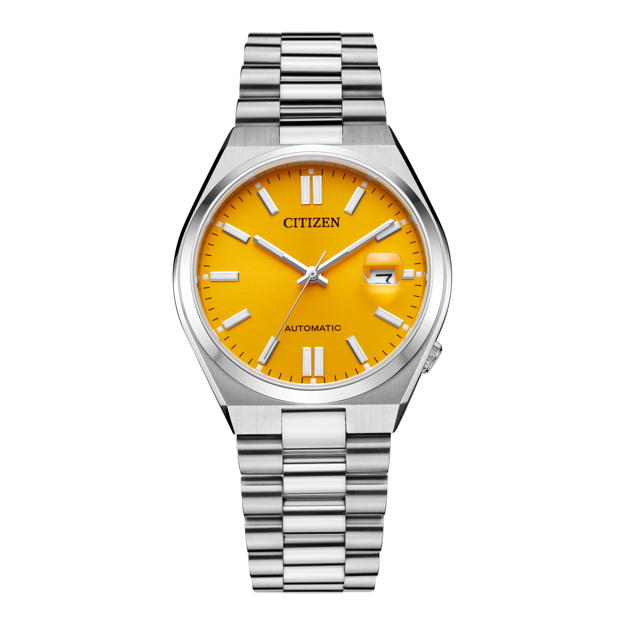 Citizen Tsuyosa Automatic Yellow Dial Silver Steel Strap Watch for Men - NJ0150-81Z