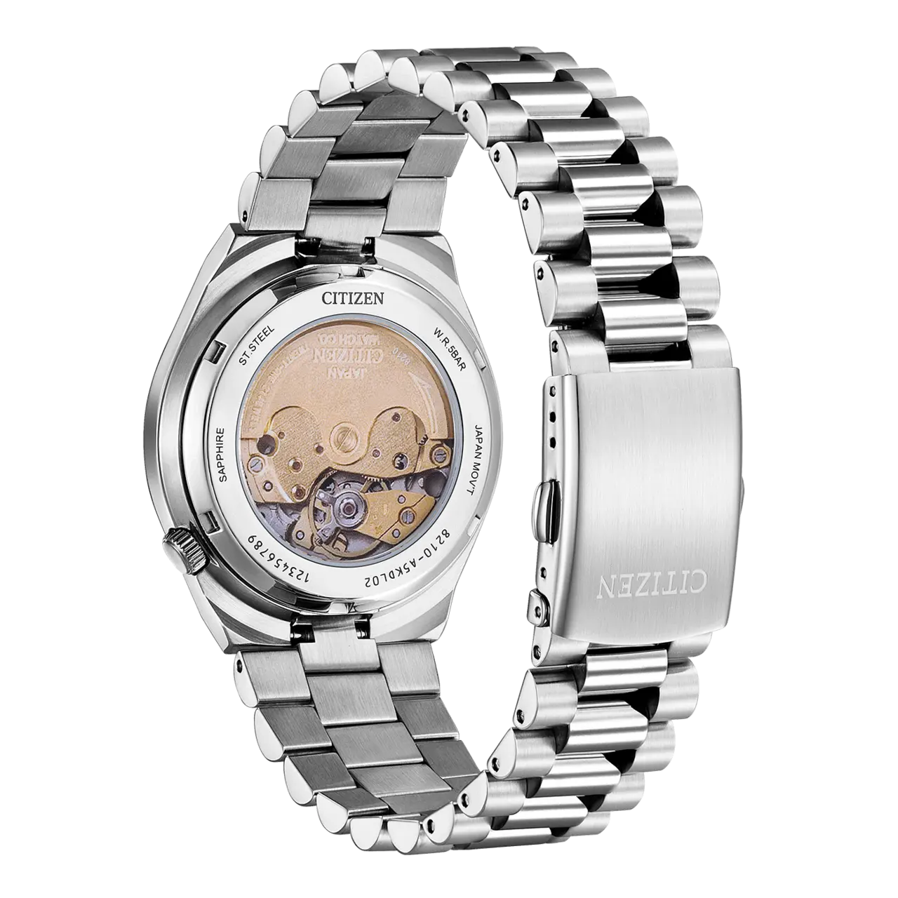 Citizen Tsuyosa Automatic Salmon Orange Dial Silver Steel Strap Watch For Men - NJ0159-86Z