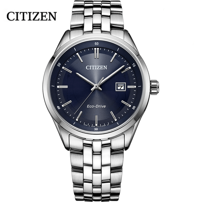 Citizen Eco Drive Blue Dial Silver Steel Strap Watch For Men - BM7250-56L