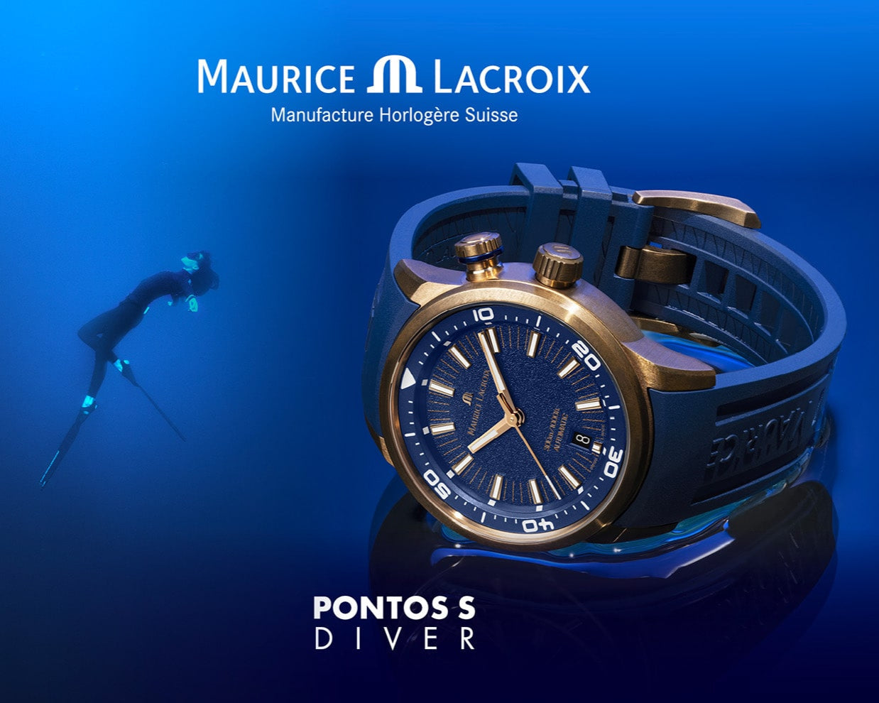 Maurice Lacroix Pontos Divers Limited Edition Blue Dial Blue Leather Strap Watch For Men - PT6248-BRZ0B-430-4