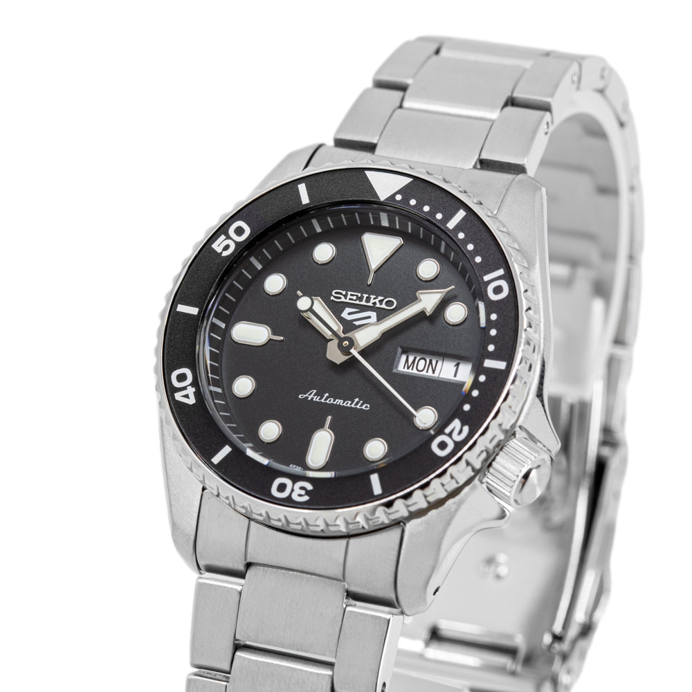 Seiko 5 Sports SKX Automatic Black Dial Silver Steel Strap Watch For Men - SRPK29K1