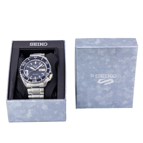 Seiko 5 Sports Automatic Blue Dial Silver Steel Strap Watch for Men - SRPK97K1