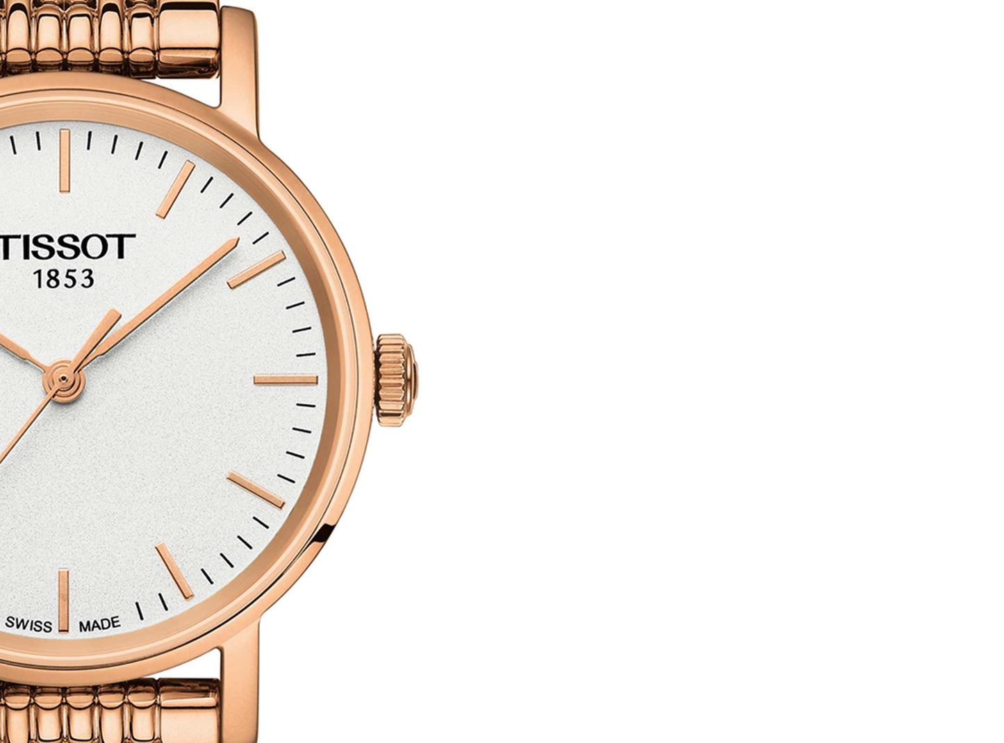 Tissot T Classic Everytime Small White Dial Rose Gold Mesh Bracelet Watch For Women - T109.210.33.031.00