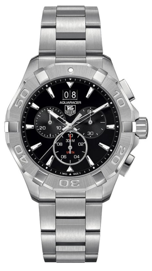 Tag Heuer Aquaracer Chronograph Black Dial Silver Steel Strap Watch for Men - CAY1110.BA0927