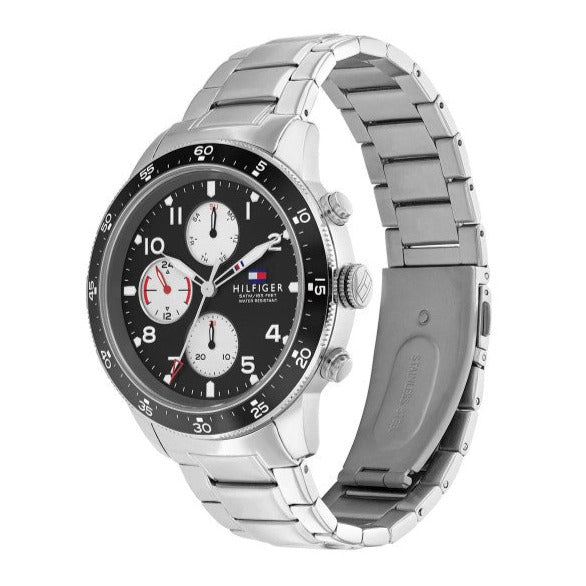 Tommy Hilfiger Jimmy Multifunction Black Dial Silver Steel Strap Watch For Men - 1791950