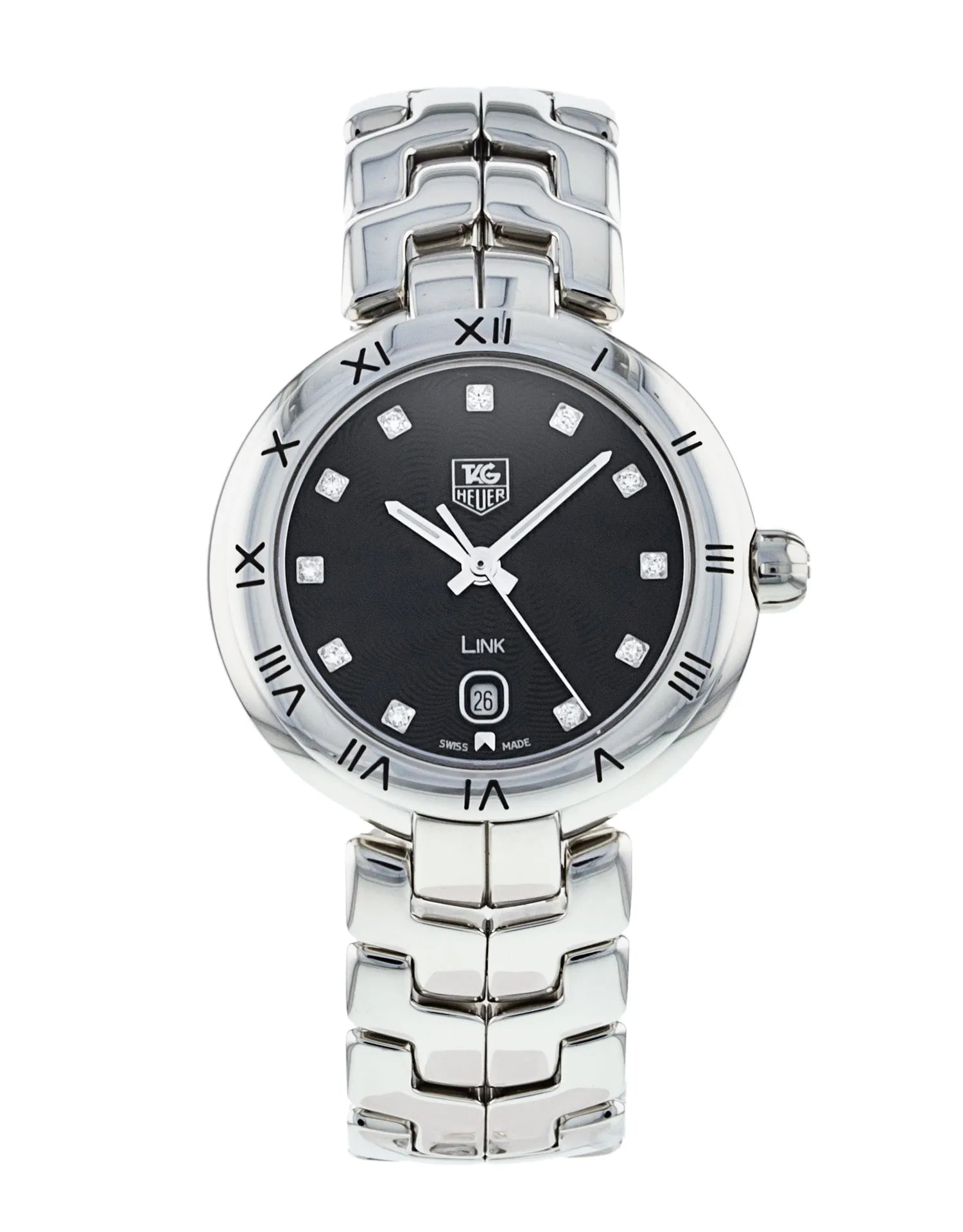 Tag Heuer Link Quartz Diamonds Black Dial Silver Steel Strap Watch for Women - WAT1410.BA0954