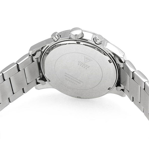 Guess Atlas Chronograph Silver Dial Silver Steel Strap Watch For Men - W0668G7