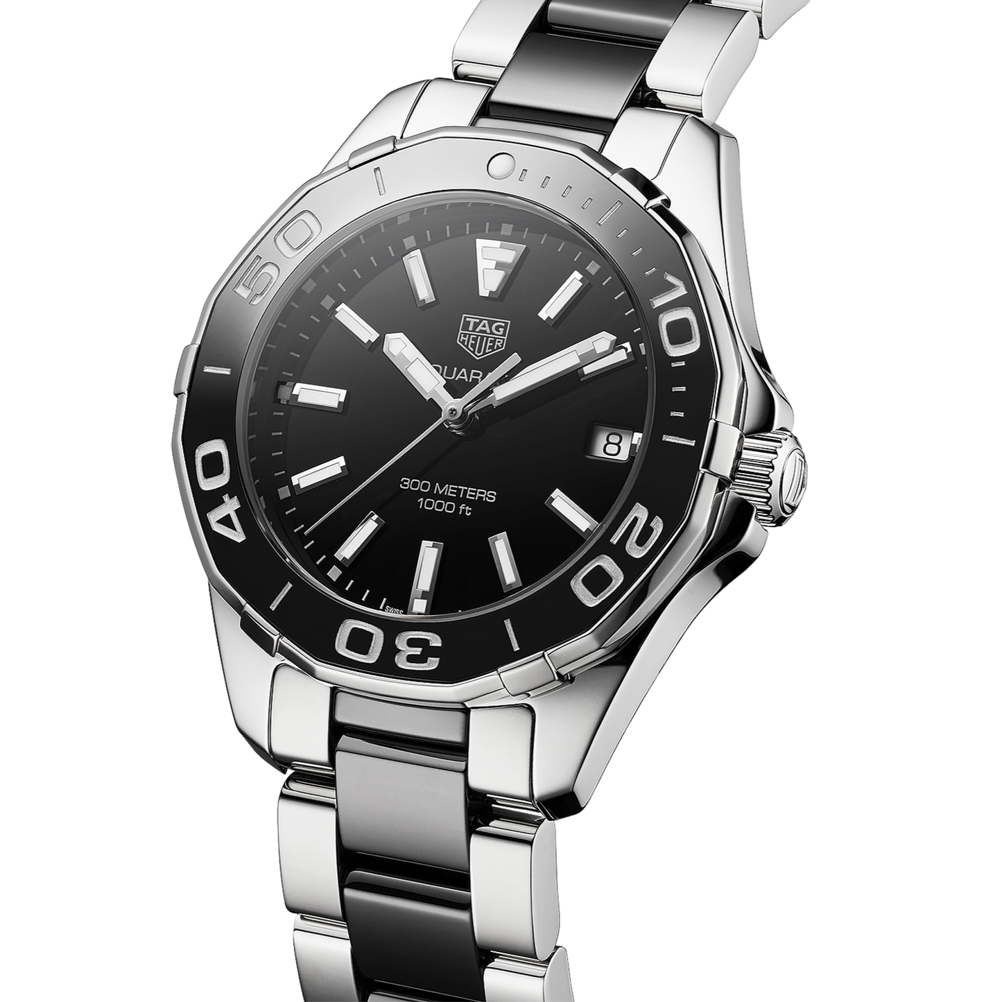 Tag Heuer Aquaracer Quartz Black Dial Two Tone Steel Strap Watch for Men - WAY131A.BA0913