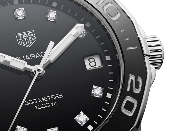 Tag Heuer Aquaracer Quartz Black Dial Two Tone Steel Strap Watch for Women - WAY131C.BA0913