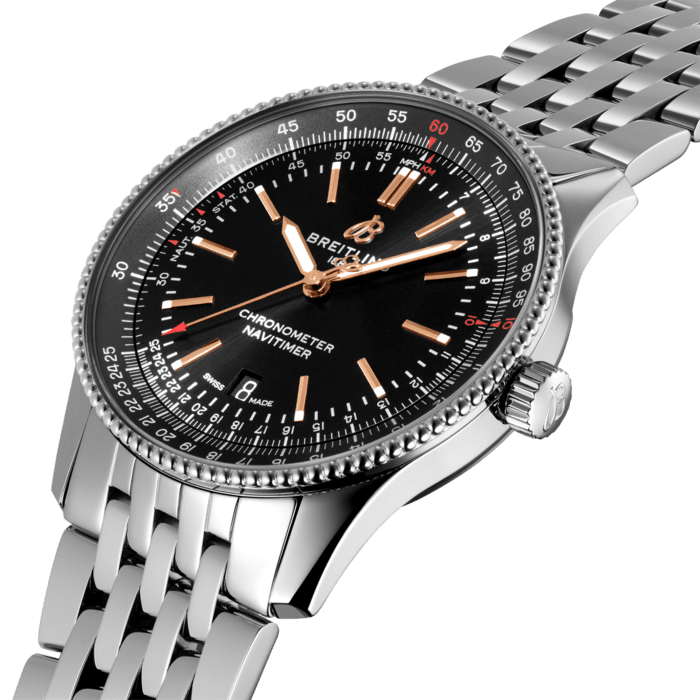Breitling Navitimer Automatic 41mm Black Dial Silver Steel Strap Watch for Men - A17326241B1A1