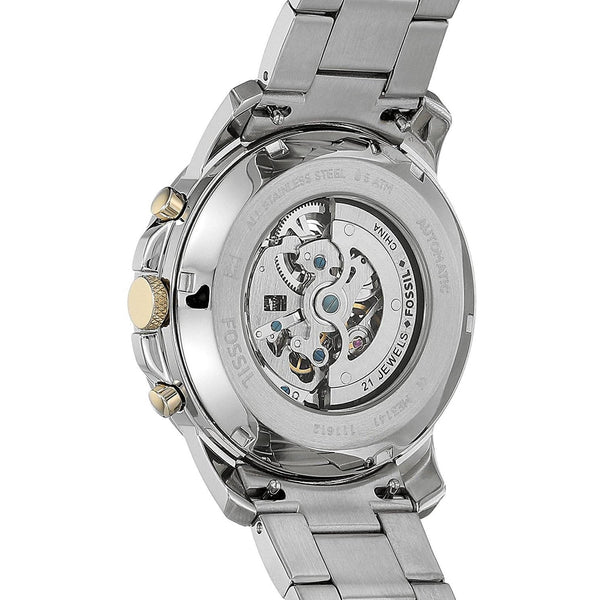Fossil Architect Automatic Silver Dial Silver Steel Strap Watch for Women - ME3057