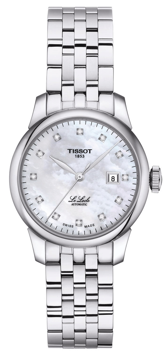 Tissot Le Locle Automatic Diamonds Mother of Pearl Dial Silver Steel Strap Watch For Women - T006.207.11.116.00