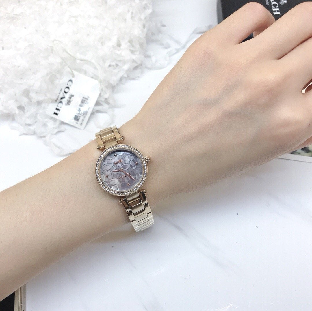 Coach Park Crystal Dial Rose Gold Steel Strap Watch for Women - 14503226