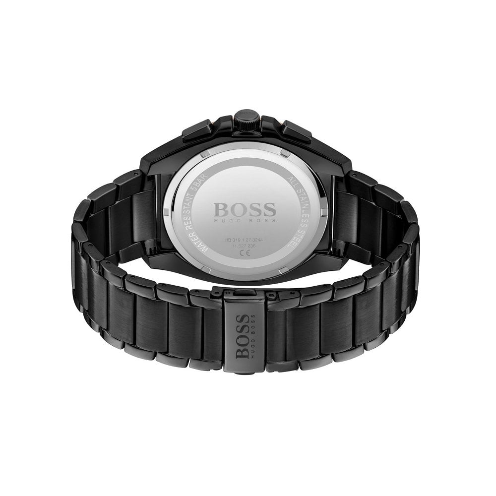 Hugo Boss Grandmaster Black Dial Black Steel Strap Watch for Men - 1513885