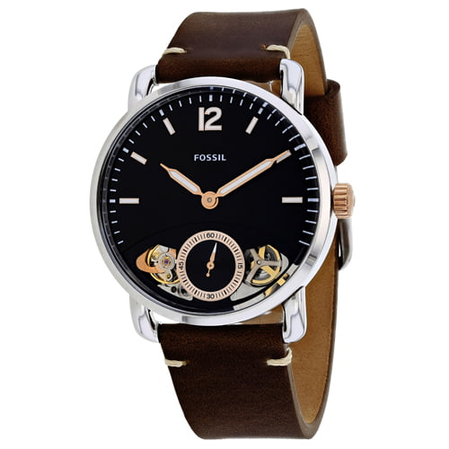 Fossil The Commuter Twist Black Dial Brown Leather Strap Watch for Men - ME1165