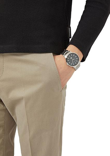 Emporio Armani Renato Quartz Black Dial Silver Steel Strap Watch For Men - AR11118