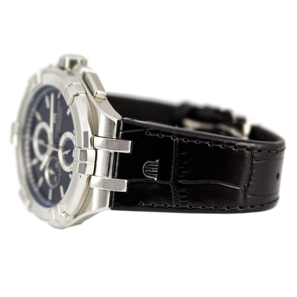 Maurice Lacroix Aikon Chronograph Black Dial Black Leather Strap Watch for Men - AI1018-SS001-330-1
