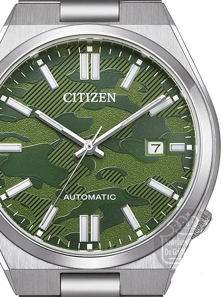 Citizen Tsuyosa Automatic Camouflage Green Dial Silver Steel Strap Watch For Men - NJ0159-86X
