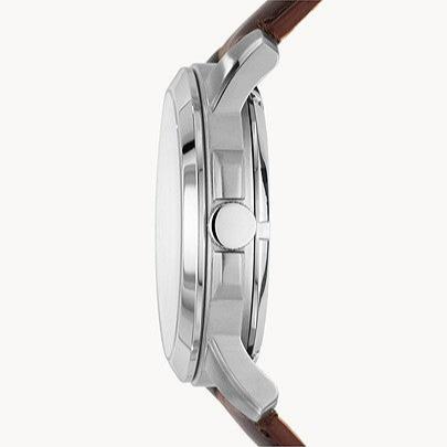 Fossil Grant Automatic White Dial Brown Leather Strap Watch for Men - ME3027
