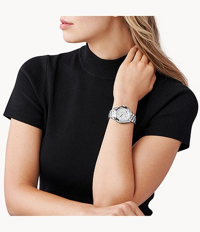 Michael Kors Bradshaw Chronograph Silver Dial Silver Steel Strap Watch for Women - MK6174