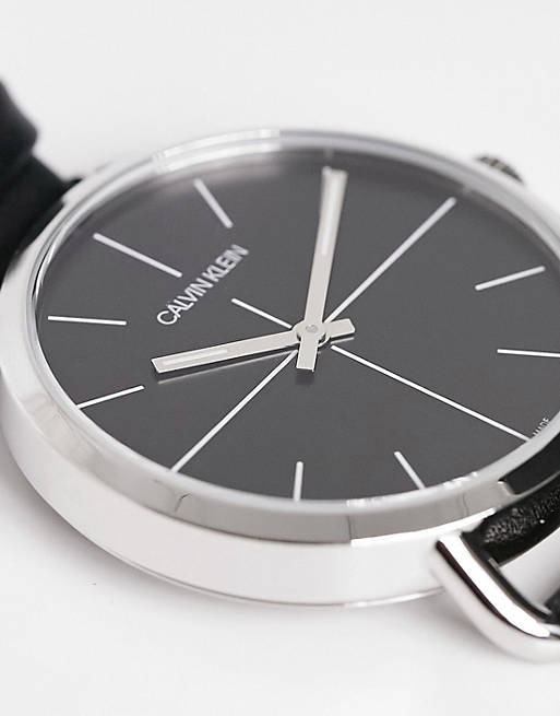 Calvin Klein Even Black Dial Black Leather Strap Watch for Women - K7B231CZ