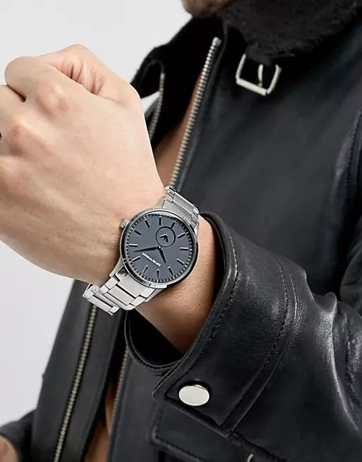Emporio Armani Renato Quartz Black Dial Silver Steel Strap Watch For Men - AR11118