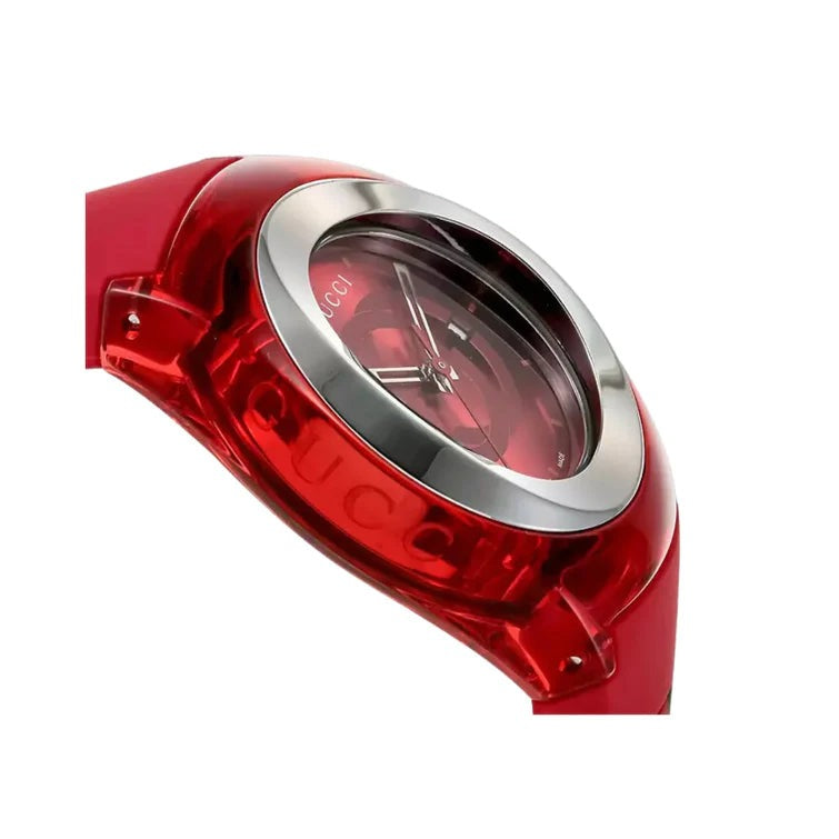 Gucci Sync XXL Quartz Red Dial Red Rubber Strap Unisex Watch - YA137103