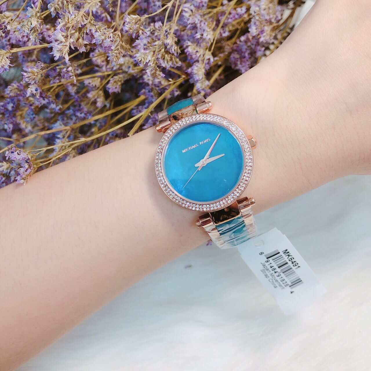 Michael Kors Parker Blue Mother of Pearl Dial Two Tone Steel Strap Watch for Women - MK6491