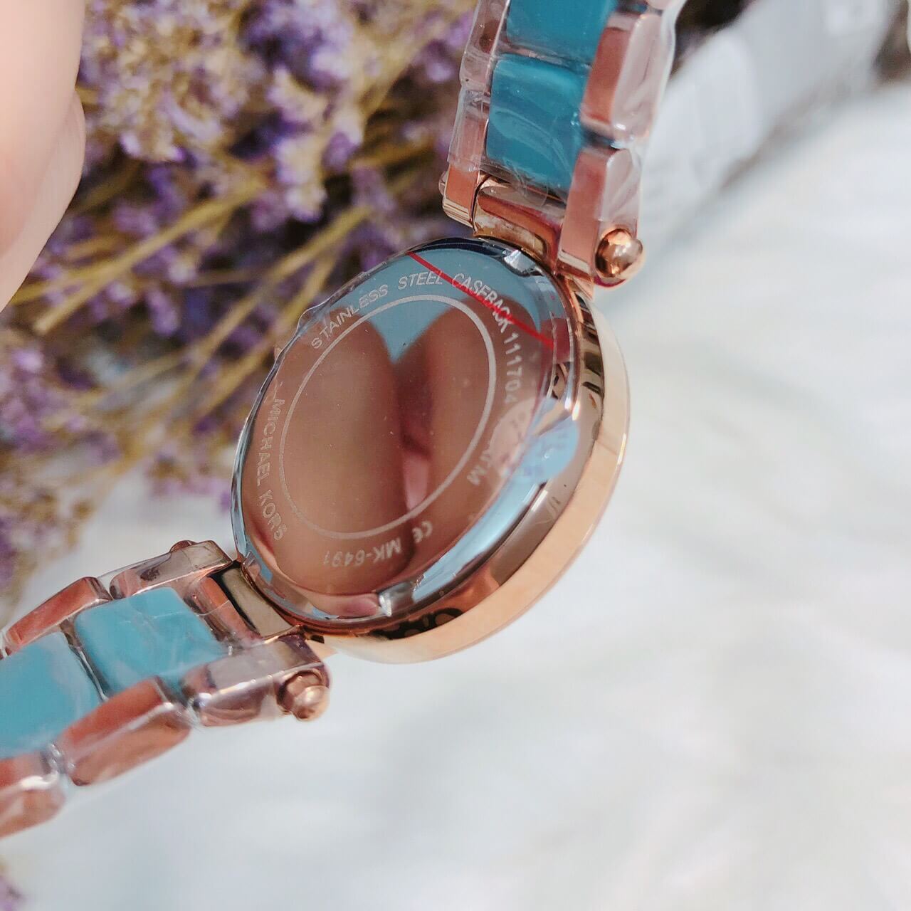 Michael Kors Parker Blue Mother of Pearl Dial Two Tone Steel Strap Watch for Women - MK6491